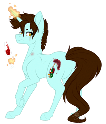 Size: 1280x1495 | Tagged: safe, artist:silentwolf-oficial, oc, oc only, pony, unicorn, eye scar, glowing horn, horn, looking back, magic, raised hoof, scar, simple background, solo, telekinesis, transparent background, unicorn oc