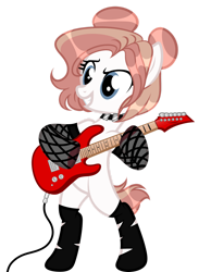 Size: 1024x1321 | Tagged: safe, artist:prinesspup, oc, oc only, oc:rebel riff, earth pony, pony, bipedal, clothes, electric guitar, female, guitar, mare, musical instrument, simple background, socks, solo, transparent background