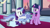 Size: 1920x1080 | Tagged: safe, screencap, rarity, twilight sparkle, alicorn, pony, spider, star spider, unicorn, g4, my little pony: friendship is magic, the last problem, clothes, coronation dress, dress, glowing horn, horn, magic, magic aura, messy mane, second coronation dress, sitting, twilight sparkle (alicorn)