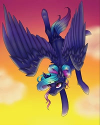 Size: 1080x1349 | Tagged: safe, alternate version, artist:moona_lou, oc, oc only, pegasus, pony, colored, female, flying, mare, pegasus oc, solo, upside down, wings