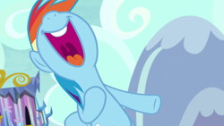 Size: 1920x1080 | Tagged: safe, screencap, rainbow dash, pegasus, pony, g4, what about discord?, female, laughing, mare, mawshot, nose in the air, open mouth, solo, uvula, volumetric mouth