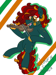 Size: 1080x1440 | Tagged: safe, artist:endergurl22, oc, oc only, oc:clover achaia, earth pony, pony, female, ireland, mare, musical instrument, simple background, solo, transparent background, violin