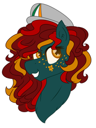 Size: 1080x1440 | Tagged: safe, artist:endergurl22, oc, oc only, oc:clover achaia, earth pony, pony, bust, female, hat, ireland, mare, portrait, simple background, solo, transparent background