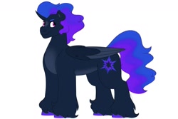Size: 1280x854 | Tagged: safe, artist:itstechtock, oc, oc only, alicorn, pony, female, magical lesbian spawn, mare, offspring, parent:nightmare moon, parent:rainbow dash, parents:nightdash, simple background, solo, white background