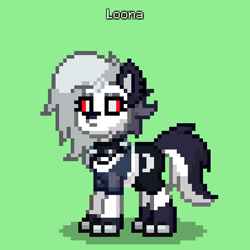 Size: 495x495 | Tagged: safe, demon, demon pony, hellhound, pony, pony town, female, green background, hellaverse, hellborn, hellhound pony, helluva boss, loona (helluva boss), simple background, solo