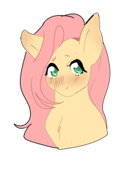 Size: 3024x4032 | Tagged: safe, artist:cojoji, fluttershy, pony, g4, blushing, bust, chest fluff, female, high res, looking at you, mare, portrait, simple background, solo, three quarter view, transparent background