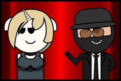 Size: 3000x2000 | Tagged: safe, artist:ikefanboy64, oc, oc only, oc:tala tearjerker, human, unicorn, anthro, clothes, female, high res, horn, male, necktie, shadman, smiling, stick figure, unicorn oc, whitekitten