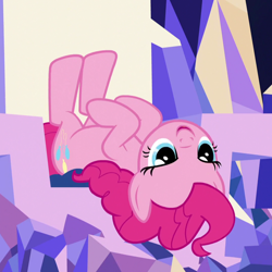 Size: 1080x1080 | Tagged: safe, screencap, pinkie pie, earth pony, pony, g4, the lost treasure of griffonstone, cropped, female, lying down, mare, on back, solo