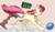 Size: 3000x1740 | Tagged: safe, artist:chibadeer, roseluck, earth pony, pony, g4, behaving like a cat, collar, commissioner:doom9454, cute, female, fluffy, mare, pet tag, pony pet, rosepet, running, solo, yarn, yarn ball