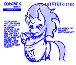 Size: 1024x877 | Tagged: safe, artist:jcosneverexisted, king sombra, princess flurry heart, pony, g4, the beginning of the end, baby, clothes, dialogue, female, looking at each other, male, season 9 doodles, shirt, stallion, text