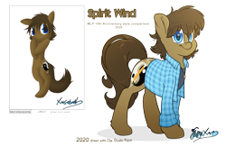 Size: 4000x2600 | Tagged: safe, artist:fluffyxai, oc, oc only, oc:spirit wind, earth pony, pony, mlp fim's tenth anniversary, accessory, clothes, comparison, cutie mark, draw this again, fluffy, jewelry, looking at you, male, necklace, redraw, shirt, simple background, smiling, solo, stallion, standing, text, transparent background