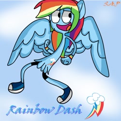 Size: 512x513 | Tagged: safe, artist:sweetapplerain, rainbow dash, pegasus, pony, g4, cloud, converse, crossover, cutie mark, shoes, sky, solo, wander over yonder