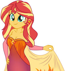 Size: 1024x1125 | Tagged: safe, artist:bakki, artist:emeraldblast63, sunset shimmer, equestria girls, g4, breasts, busty sunset shimmer, cleavage, clothes, dress, ear piercing, earring, fall formal outfits, female, jewelry, piercing, simple background, solo, transparent background