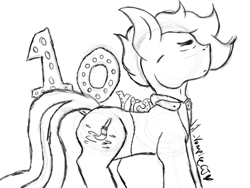 Size: 632x475 | Tagged: safe, artist:lil_vampirecj, oc, oc:cj vampire, earth pony, pony, mlp fim's tenth anniversary, 10, art, happy birthday mlp:fim, sketch, wip