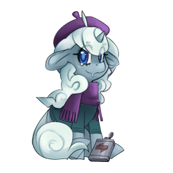 Size: 1677x1677 | Tagged: safe, artist:starlightspark, oc, oc only, oc:winter glow, pony, unicorn, crisis equestria, alcohol, beret, clothes, drunk, hat, scarf, simple background, solo, sweater, transparent background, turtleneck