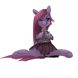 Size: 2500x2500 | Tagged: safe, artist:starlightspark, oc, oc only, oc:red velvet, earth pony, pony, crisis equestria, clothes, high res, not pinkamena, simple background, skirt, solo, transparent background