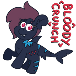 Size: 2000x2000 | Tagged: safe, artist:threetwotwo32232, oc, oc only, oc:bloody crunch, original species, pony, shark, shark pony, female, high res, mare, simple background, solo, transparent background