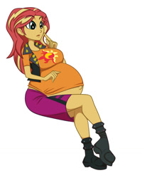 Size: 1024x1280 | Tagged: safe, artist:riddleaellinea, sunset shimmer, equestria girls, g4, belly, belly button, big belly, big breasts, breasts, busty sunset shimmer, outie belly button, preggo shimmer, pregnant, pregnant equestria girls, sunset preggers