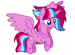 Size: 950x700 | Tagged: safe, artist:choisky13, oc, oc only, oc:bubble sparkle, alicorn, pony, bubbleverse, alicorn oc, alternate universe, female, horn, magical lesbian spawn, magical threesome spawn, mare, multiple parents, next generation, offspring, parent:glitter drops, parent:spring rain, parent:tempest shadow, parent:twilight sparkle, parents:glittershadow, parents:sprglitemplight, parents:springdrops, parents:springshadow, parents:springshadowdrops, simple background, solo, transparent background, wings