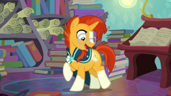 Size: 1920x1080 | Tagged: safe, screencap, sunburst, pony, unicorn, g4, the parent map, glowing cutie mark, male, solo, stallion