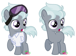 Size: 1447x1083 | Tagged: safe, artist:strawberry-spritz, oc, oc only, earth pony, pony, base used, clothes, colt, goggles, lab coat, male, offspring, parent:rumble, parent:silver spoon, solo