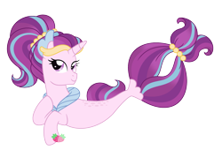 Size: 2523x1713 | Tagged: safe, artist:strawberry-spritz, oc, oc only, seapony (g4), female, magical lesbian spawn, offspring, parent:queen novo, parent:starlight glimmer, simple background, solo, transparent background