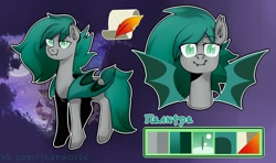 Size: 2560x1520 | Tagged: safe, artist:udara, oc, oc only, oc:obble star, bat pony, pony, bat pony oc, bat wings, cyrillic, female, looking at you, mare, reference sheet, russian, smiling, smiling at you, solo, watermark, wings