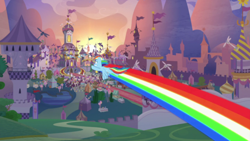 Size: 1920x1080 | Tagged: safe, screencap, rainbow dash, pegasus, pony, g4, my little pony: friendship is magic, the last problem, flying, solo, wonderbolts, zoom