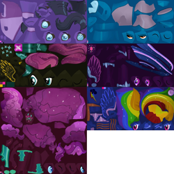 Size: 1024x1024 | Tagged: safe, gameloft, fluttershy, pinkie pie, rainbow dash, sneaky pete, steel buns, twilight sparkle, g4, 3d texture, nightmare fluttershy, nightmare pinkie, nightmare rainbow dash, nightmare twilight, nightmarified, texture, textures