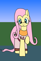 Size: 1081x1600 | Tagged: safe, artist:platinumdrop, fluttershy, pony, g4, clothes, dress, request, solo