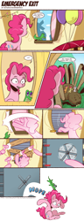 Size: 1280x3331 | Tagged: safe, artist:saturdaymorningproj, apple bloom, gummy, pinkie pie, scootaloo, sweetie belle, oc, oc:fitzgerald, alligator, earth pony, giant spider, pegasus, pony, spider, unicorn, g4, arachnophobia, balloon, breaking the fourth wall, cutie mark crusaders, drool, female, filly, fourth wall, male, mare, nope, simple background, transparent background