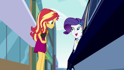 Size: 1920x1080 | Tagged: safe, screencap, rarity, sunset shimmer, driving miss shimmer, equestria girls, equestria girls series, g4, driving miss shimmer: rarity, geode of empathy, limousine, magical geodes, open mouth