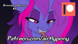 Size: 600x338 | Tagged: safe, artist:airfly-pony, oc, oc:miranda, advertisement, elepatrium, elepatrium universe, female, forked tongue, patreon, patreon logo, patreon preview, paywall content, slit pupils, snake eyes, unicorn (elepatrium), universe elepatrium