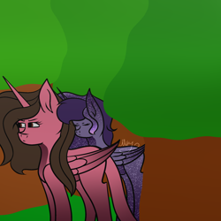 Size: 2000x2000 | Tagged: safe, artist:thecommandermiky, oc, alicorn, pony, alicorn oc, angry, forest, high res, hiking, horn, sleepy, wings