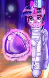 Size: 938x1495 | Tagged: safe, artist:jowyb, edit, twilight sparkle, alicorn, pony, twijack weekly, g4, astronaut, clothes, cropped, female, helmet, mare, smiling, solo, spacesuit, twilight sparkle (alicorn)