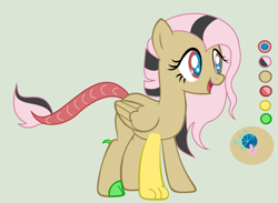Size: 2404x1756 | Tagged: safe, artist:lominicinfinity, oc, oc only, oc:flutter chaos, hybrid, female, interspecies offspring, offspring, parent:discord, parent:fluttershy, parents:discoshy, simple background, solo