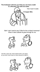 Size: 900x1625 | Tagged: safe, artist:velgarn, oc, oc:geräuchert, oc:scrap, earth pony, griffon, orc, pony, armor, black and white, comic, cowl, dungeon master, fantasy, funny, fur cowl, game master, game session, grayscale, male, monochrome, pen and paper rpg, roleplaying, screen, seeds of harmony, simple background, white background