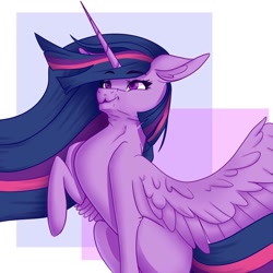 Size: 1080x1080 | Tagged: safe, alternate version, artist:moona_lou, twilight sparkle, alicorn, pony, g4, the last problem, abstract background, female, mare, older, older twilight, older twilight sparkle (alicorn), princess twilight 2.0, raised hoof, solo, twilight sparkle (alicorn)