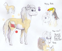 Size: 2000x1674 | Tagged: safe, alternate version, artist:lady-limule, oc, oc only, oc:almond, bird, earth pony, pony, toucan, earth pony oc, female, glasses, mare, reference sheet, traditional art