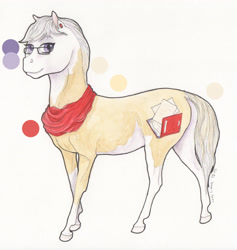 Size: 2039x2154 | Tagged: safe, artist:lady-limule, oc, oc only, oc:almond, earth pony, pony, clothes, earth pony oc, glasses, high res, scarf, solo, traditional art