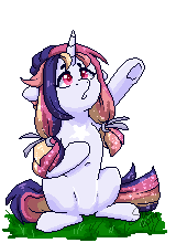 Size: 160x220 | Tagged: safe, artist:silentwolf-oficial, oc, oc only, pony, unicorn, hoof on chest, horn, looking up, picture for breezies, pixel art, raised hoof, reaching up, signature, simple background, transparent background, underhoof, unicorn oc