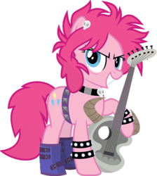 Size: 650x724 | Tagged: safe, artist:jhayarr23, color edit, edit, editor:soulless pinkamena, vector edit, pinkie pie, earth pony, pony, g4, colored, electric guitar, guitar, heavy metal, metal, musical instrument, pinkamena diane pie, punkamena, punkie pie, simple background, solo, transparent background, vector