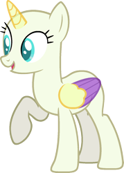 Size: 984x1372 | Tagged: safe, artist:pegasski, oc, oc only, alicorn, pony, g4, school daze, alicorn oc, bald, base, eyelashes, female, horn, mare, open mouth, raised hoof, simple background, smiling, solo, transparent background, two toned wings, wings
