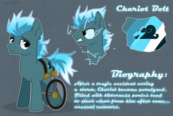 Size: 3000x2000 | Tagged: safe, artist:keyrijgg, earth pony, pony, art, bolt, commission, disabled, gritted teeth, handicapped, high res, lightning, reference sheet, wheelchair