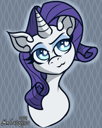 Size: 3000x3750 | Tagged: safe, artist:php190, rarity, pony, unicorn, g4, :3, abstract background, bust, cute, heart, heart eyes, high res, horn, simple background, smiling, smug, solo, wingding eyes