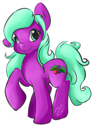 Size: 2108x2845 | Tagged: safe, artist:artbleed, oc, oc only, earth pony, pony, earth pony oc, female, high res, mare, raised hoof, signature, simple background, smiling, solo, transparent background