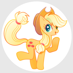 Size: 1200x1200 | Tagged: safe, artist:boon_9, part of a set, applejack, earth pony, pony, g4, anatomically incorrect, circle background, cute, female, incorrect leg anatomy, jackabetes, mare, solo, starry eyes, wingding eyes