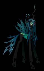Size: 566x900 | Tagged: safe, artist:boon_9, queen chrysalis, changeling, changeling queen, g4, black background, crown, female, jewelry, open mouth, regalia, simple background, solo