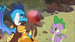 Size: 1136x640 | Tagged: safe, screencap, princess ember, spike, dragon, g4, gauntlet of fire, male