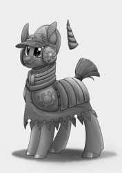 Size: 2480x3508 | Tagged: safe, artist:itstaylor-made, oc, oc only, pony, armor, dark souls, high res, monochrome, solo